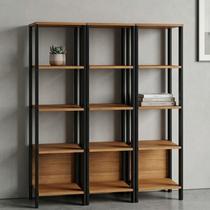 Kit 3 Estantes para Livros 5 Prateleiras 135cmx33cm Office