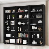 Kit 3 Estantes para Livros 5 Prateleiras 188CMX60,5cm Office Preto/Tx - Espresso Móveis