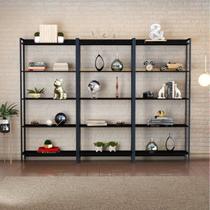 Kit 3 Estantes para Livros Industrial Aço 5 Prateleiras 187cmx240cm Active Yescasa