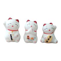 KIT 3 ESTATUETA Maneki Neko GATO DA SORTE DINHEIRO 7CM TRIO