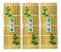 Kit 3 Esteiras Sudare Sushi Mat Bambu Quadrado 24x24cm - Bamboo Sushi