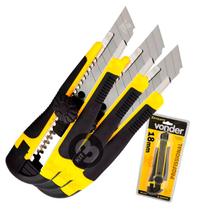 Kit 3 estiletes vonder com trava 18mm Kit 3 estiletes vonder com trava 18mm