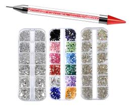 Kit 3 Estojo Strass Furta Cor Prata Colorido + Caneta Strass