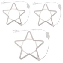 Kit 3 Estrelas Neon Led Branco Frio Enfeite Natal Pendente