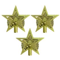 Kit 3 Estrelas Ponteira Dourada 13 Cm Árvore Natal Decoração - Art Christmas