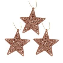 Kit 3 Estrelas Tridimensional Glitter Arabesco Natal Rosê Gold 9cm - Magizi Kit 3 Estrelas Tridimensional Glitter Arabesco Natal Rosê Gold 9cm - Magizi