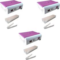 Kit 3 Estufas Mini Colors - Salão Beleza Manicure Pedicure Estética + Estojo Inox (marmita) para Esterilização em Estufa + Pinça/Pegador - ODONTÉCNICA