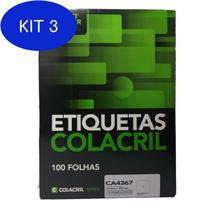 Kit 3 Etiqueta A4 CA4367 210x297mm Colacril 100 Folhas