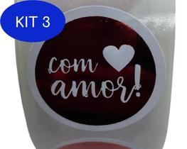 Kit 3 Etiqueta Com Amor Dia Das Mães Pais Namorados 1.000 Unidades