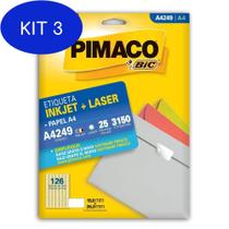 Kit 3 Etiqueta Pimaco A4 Inkjet E Laser A4249 Com 3150 Unidades