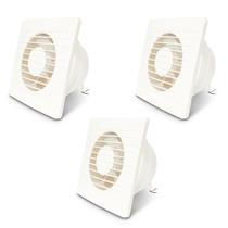 Kit 3 Exaustor Residencial Banheiro Apartamento 150mm Bivolt Silencioso Potência De 18W Com Tela E Grade