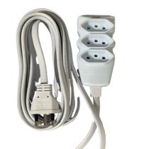 Kit 3 Extensão Elétrica 5m 3p 10a 3 Tomadas Branco Megatron Kit 3 Extensão Elétrica 5m 3p 10a 3 Tomadas Branco Megatron