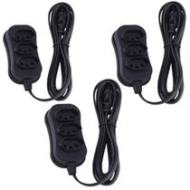 Kit 3 Extensão Elétrica Tomada 10 Metros Tripolar Preto Bivolt
