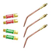Kit - 3 Extensões GLP (2, 6 e 9) + 4 Válvula Corta Chama para Maçarico MG / MO / RG / RO