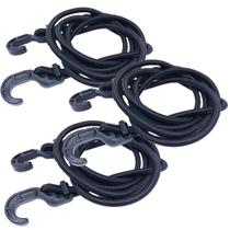 Kit 3 Extensor Corda Elástico 1,5M Gancho Plástico Amarrar Carga Bagageiro Moto Lona Camping