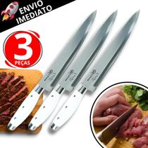 Kit 3 Faca De Corte Europa N7 Inox Para Carne Cozinha Carnes Legumes Frutas Ideal Para Açougueiro