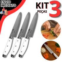 Kit 3 Faca de Corte Para Carne Linha Europa N7 Para Cozinha Carnes Legumes Frutas Para Açougue Açougueiro Restaurante