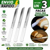 Kit 3 Faca Para Cortar Pão Em Inox N8 de Serra Grande Ideal Torta Pão Caseiro Panificadora Cozinha Kit 3 Faca Para Cortar Pão Em Inox N8 de Serra Grande Ideal Torta Pão Caseiro Panificadora Cozinha