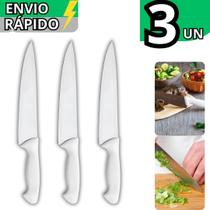 Kit 3 Faca Peixeira Em Inox Profissional Cabo Branco N6 Cortes Precisos Cozinha Restaurante