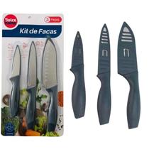 Kit 3 Facas com Proteção Gourmet Cozinha Ideal para Cortar Furar e Fatiar Dolce Home Kit 3 Facas com Proteção Gourmet Cozinha Ideal para Cortar Furar e Fatiar Dolce Home