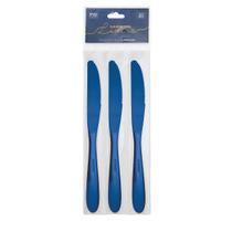 Kit 3 Facas de Mesa Azul Aço Inox Restaurante Cozinha Gourmet Mix