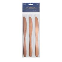Kit 3 Facas de Mesa Cobre Aço Inox Restaurante Cozinha Gourmet Mix