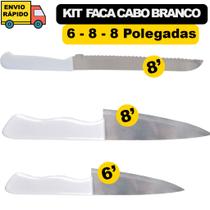Kit 3 Facas De Pão Com Serra Facas Peixeira Para Alimentos Peixe Bolos Em Aço Inox