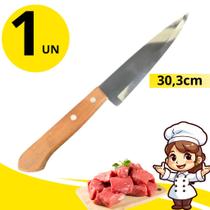 Kit 3 Facas Inox 30,3cm Cabo Madeira Rústico Ideal para Cozinha e Churrasco Kit 3 Facas Inox 30,3cm Cabo Madeira Rústico Ideal para Cozinha e Churrasco