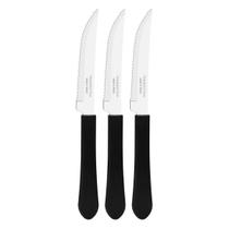 Kit 3 Facas Mesa Churrasco Tramontina Leme Inox Cabo Preto Kit 3 Facas Mesa Churrasco Tramontina Leme Inox Cabo Preto