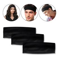 Kit 3 Faixa Elástica Cabelo Preto Acessório Unissex Moda Gym Corrida Academia Esporte Look Franja Hair Estilo Kit 3 Faixa Elástica Cabelo Preto Acessório Unissex Moda Gym Corrida Academia Esporte Look Franja Hair Estilo