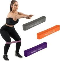 Kit 3 Faixa Elástica Super Mini Band Leve, Medio, Forte Treino Exercícios Alongamento Musculação Pilates Yoga Hidrolight