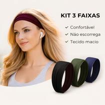 Kit 3 Faixas de Cabelo Headband Larga Ajustável Anti Frizz