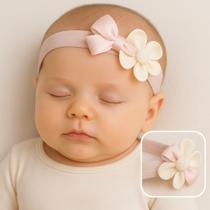 Kit 3 Faixas De Cabelo Infantil Feminina Laço E Flor Bebê