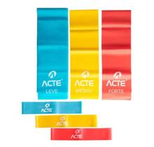 Kit 3 Faixas Elásticas + 3 Mini Bands T270-A Acte Sports