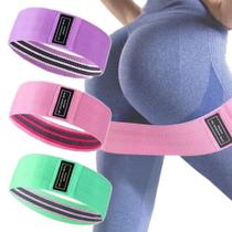 Kit 3 Faixas Elásticas c/ 3 Níveis Fortalecimento Muscular Exercícios Pernas Glúteo Treino Academia Pilates Yoga Redstar