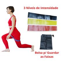 Kit 3 Faixas Elasticas com Níveis de Esforço para Exercícios Bolsa para guardar - Mandatory