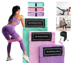 Kit 3 Faixas Elásticas Exercícios Yoga Pilates Musculação