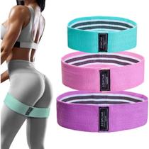 Kit 3 Faixas Elásticas Hip Band para Exercícios Resistência