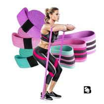 Kit 3 Faixas Elásticas Thera Band para Ginástica Exercícios Ioga Pilates com 3 Níveis de Resistência