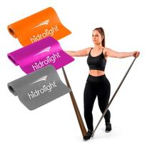 Kit 3 Faixas Elásticas TPE para Exercícios - Pilates - Fisioterapia - Musculação - Hidrolight FL40
