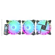 Kit 3 Fan Cooler K-Mex Star ARGB Rainbow, 120mm, Preto - AABD