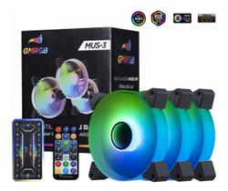 Kit 3 Fan Cooler RGB 120mm LED + Controladora + Controle Remoto Ventoinha Gabinete PC Gamer Desktop