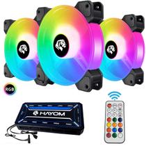 Kit 3 Fan Coolers RGB Led Com Controladora e Controle Remoto