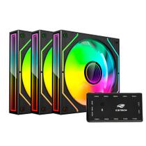 Kit 3 Fan e Controladora RGB, Cooler Fan Gaming F9-L650BKRGB C3Tech - Preto