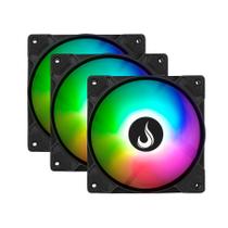 Kit 3 Fan Gamer Rise Mode X Led Rainbow 120mm 1200 RPM Conector Molex