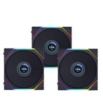 Kit 3 fans 120mm lian li uni fan tl lcd 120, rgb, display lcd, controladora, black - 12tllcd3b black
