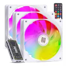 Kit 3 Fans Cooler CPU LED RGB Com HUB Controlador e Controle Kit 3 Fans Cooler CPU LED RGB Com HUB Controlador e Controle