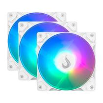 Kit 3 Fans Gamer Rise Mode X Led Rainbow White 120mm 1200RPM RMXLD01RBW