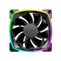 Kit 3 Fans Montech RX120, 120mm, PWM, ARGB, Lâmina Reversa, Preto - RX120 PWM Black 3 in 1