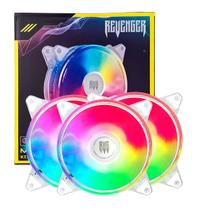 Kit 3 Fans RGB Cooler para Gabinete com Controle Remoto e Hub Controlador 8 LEDs